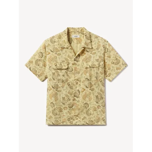 Draped Linen Deuce Coupe Camp Shirt plus